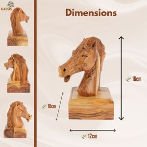 Escultura de Cabeza de Caballo Tallada a Mano en Madera de Olivo, 16 cm, Figura de Caballo de Madera Hecha a Mano en Belén - Product Image 5