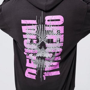 Sweat-shirt à capuche imprimé bouffant surdimensionné délavé au soleil d'hiver pour hommes sans ficelle Logo personnalisé PULLOVER Style Streetwear - Product Image 3