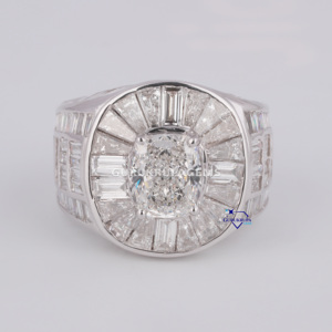 ใหม่ทันสมัยฮิปสเตอร์หรูหราบาแกตต์หลักเบาะหินฮิปฮอป VVS เพชรโมอิสซาไนท์แหวนเงิน925สเตอร์ - Product Image 1