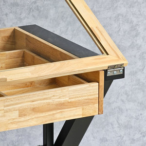DraftingDesk DD68009 Modern Industrial Architectural <b>Drawing</b> Table with Metal Stand Glass Top for <b>Office</b> & Study for Bedroom Use - Product Image 4
