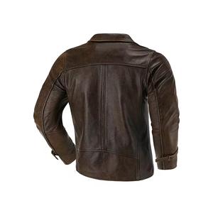 Veste en cuir pour homme, quatre saisons, moto, coupe ajustée, col à revers, multi-poches, imperméable, respirante, coupe-vent, écologique - Product Image 5