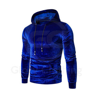 Sweats à capuche en velours pour hommes avec logo personnalisé 100% velours de coton style décontracté pour vêtements de rue col à capuche en velours d'hiver - Product Image 1