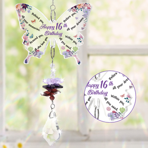 Atrapasueños de Mariposa para el 16.º Cumpleaños con Colgante de Cristal Morado, Adorno Colgante Acrílico Arcoíris para Regalo de Quinceañera - Product Image 3
