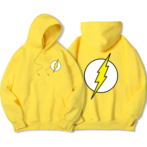 Jaune Flash impression à capuche hommes mode Hip Hop sweat à capuche ample col rond décontracté nouveau sweat poche polaire capuche haut tendance 2025 - Product Image 1