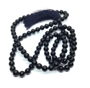 หินออบซิเดียนสีดำธรรมชาติ JAP Mala ลูกปัด108ขนาด8มม. หินบำบัดแบบมาลาสำหรับลูกปัดสร้อยคอบำบัด - Product Image 1