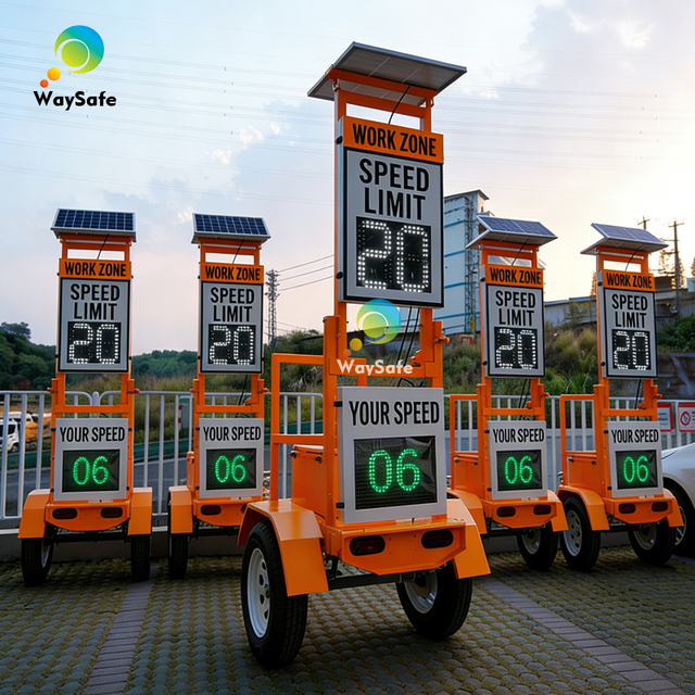 Intelligent Road Construction Work Zone Variable Speed Limit Aluminum Trailer Foldable Solar Radar Speed Sign High Brightness