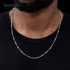Offre Spéciale Premium hommes Sunburst chaîne cubaine collier 925 argent 14K plaqué or 3mm Hot Hip Hop Style meilleur Moissanite collier - Product Image 1