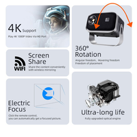 Projecteur populaire A10 Android 11 WIFI LCD H713 pour cinéma maison, double Wi-Fi, correction automatique de la distorsion trapézoïdale, projecteur portable 720P 4K