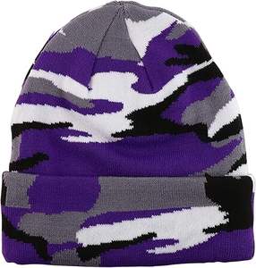 Gorro de Punto Cálido de Camuflaje para Hombre y Mujer, 100% Acrílico, Gorro de Calavera con Vuelta, Diseño Liso, Impresión Digital, Estilo de Viaje - Product Image 6