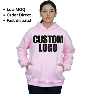 Logo personnalisé bébé rose femmes sweat à capuche surdimensionné en coton 400 gsm bas quantité minimale de commande prix compétitif RTS prêt à expédier sérigraphie impression broderie - Product Image 1