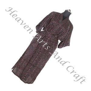 KL014 Hermosa Vintage Sari Kimono Bata Larga Vintage Verano Estampado Floral Bohemio de Gran Tamaño Manga Larga Vacaciones Vintage - Product Image 2