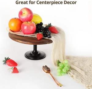 Soporte de pastel de madera Plato de pastel de acacia de 12 pulgadas Exhibición de mesa de postre de madera Soportes de pastel de boda rústicos con plato grueso - Product Image 2