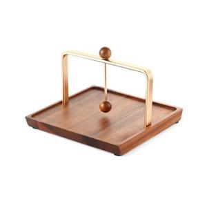 Elegante Porta Servilletas de Madera Natural con Porta Servilletas de Acero Inoxidable Chapado en Oro para Mesas de Restaurantes al Mejor Precio - Product Image 1