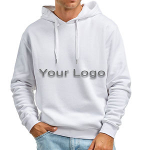 Sudadera con capucha de algodón Unisex de gran tamaño cómoda Opción de logotipo personalizado moda de calle de moda capucha de manga larga estampado liso - Product Image 2