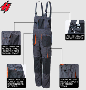 ชุดเอี๊ยมผ้าฝ้ายใช้ได้ทุกเพศ,ชุดทำงานเพื่อความปลอดภัยสำหรับผู้ชาย - Product Image 6