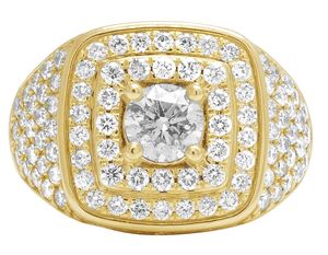 Luxury <b>Iced</b> Out S925 Silver Custom Round Moissanite Diamond Studded Men's <b>Ring</b> Hip Hop jewelry - Product Image 1