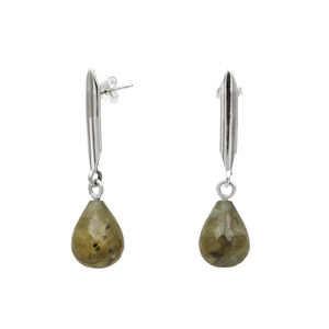 Pendientes elegantes hechos a mano con piedras preciosas de labradorita Natural de plata con forma de pera 925 de diseñador exclusivo para mujer al por mayor - Product Image 3