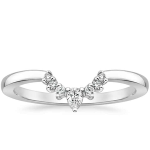 Anillo de Boda con Diamante Cultivado en Laboratorio, Corte Pera, Diseño Popular 2024, Anillos Apilables en Forma de U, Oro 14K, Venta al Por Mayor - Product Image 1