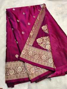 Magnifique sari traditionnel en soie Mashru de Banarasi, tissu doux et lisse, couleurs vibrantes, parfait pour les tenues de fête. - Product Image 2