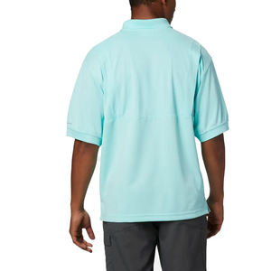 Venta al por mayor calidad 100% algodón Polo abotonada camisa de manga corta cuello vuelto transpirable Unisex ligero Polo camisetas - Product Image 5