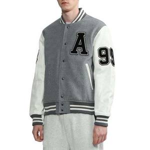 Varsity Letterman Baseball Bomber Chaquetas de hombre Lana y manga de cuero blanco Parches bordados Chaqueta de béisbol universitaria para hombres - Product Image 3