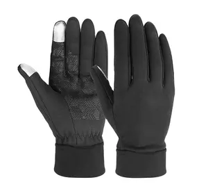 Популярные зимние перчатки, велосипедные мотоциклетные теплые флисовые перчатки, Нескользящие черные зимние перчатки