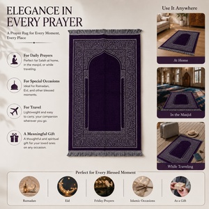 Alfombra de Oración Musulmana Rectangular Negra con Patrón Dorado para Ideas de Regalos Islámicos, Venta al por Mayor, Hecho en Turquía - Product Image 6