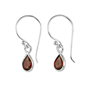 "925 Silver #Fashion# <b>Garnet</b> Teardrop <b>Earrings</b> for Women's Gift" - Product Image 1