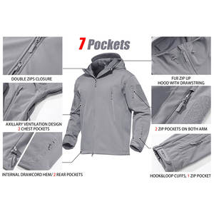 Veste Softshell d'hiver pour homme conçue pour le travail, coupe-vent et imperméable, nouveauté en gros, à capuche avec tissu personnalisé long - Product Image 4