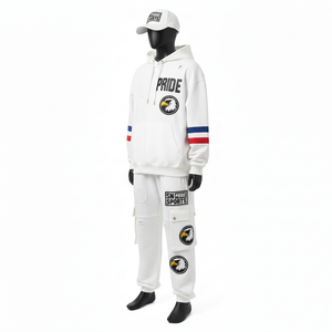 เสื้อสเวตเตอร์วิ่งจ๊อกกิ้งมีฮู้ดสำหรับผู้ชายเสื้อวอร์มใส่วิ่งแบบลำลองระบายอากาศได้ปกติสองชิ้น100% แผ่นแปะพีวีซีติดฉลากส่วนตัว - Product Image 2