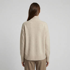 Pull à col roulé pour femme, décontracté, respirant, en viscose/nylon/PBT, manches longues, pour l'hiver - Product Image 2