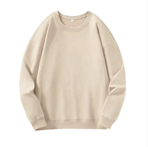 Sudadera de Mujer con Cuello Redondo, Negra, de Felpa, Poliéster/Algodón, Tejido de Punto, Color Sólido, Transpirable, Manga Abullonada, Corte Regular, Informal, para Otoño - Product Image 3