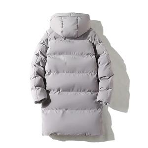 Parka d'hiver pour hommes de la mode coréenne veste en coton chaud avec capuche épaissie longue pardessus coupe-vent en duvet tissu de toile - Product Image 4