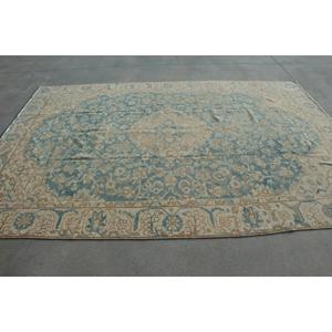 Alfombra Vintage Extra Grande de 7.1x10.1 pies, Alfombra Turca Azul Sólida - Product Image 2