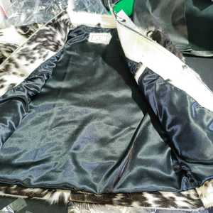 Handmade Women's Cowhide Leather Autumn/Winter Jacket <b>Fabric</b> Natural <b>Cow</b> <b>Print</b> Breathable Stylish Featuring Crystal Button Nylon - Product Image 3