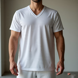 Gimnasio Fitness Wear Camiseta con cuello en V para hombre Entrenamiento Culturismo Camiseta para hombre 100% Algodón Poliéster Camiseta atlética para hombre - Product Image 4