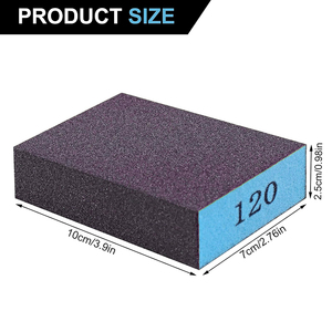 Màu xanh hai mặt bọt chà nhám khối hình chữ nhật tay miếng bọt biển cho bề mặt hoàn thiện trên xe kim loại và gỗ - Product Image 2