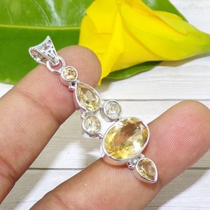 À la mode En Gros Citrine Gemstone 925 Collier En Argent Sterling Pendentif Cadeau De Mariage Parfait pour l'amour Avec 925 Timbre Bijoux - Product Image 3