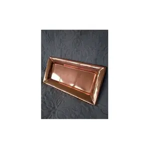 Copper Serving Tray Gold Copper Hammered Decorative Food Fruit Trays Platter for Wedding & Home Decorative