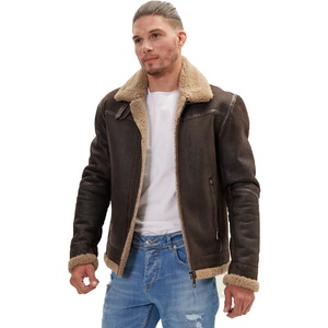 Chaqueta de cuero de invierno de calle alta para hombre, Cuello de piel sólido personalizado, Material de moda, alta calidad, cálida para primavera y otoño - Product Image 1