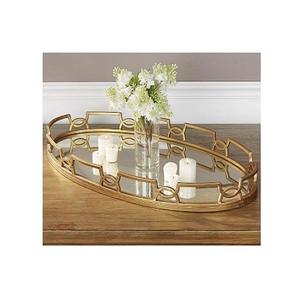 Bandeja para servir alimentos de aluminio y espejo con la mejor calidad Bandeja para servir dulces de forma ovalada para la mejor venta - Product Image 1