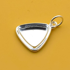 Souvenir trillion forme 8MM 925 argent Sterling blanc lunette pendentif réglage pour Cabochon pierre résine et lait maternel bijoux à bricoler soi-même - Product Image 4