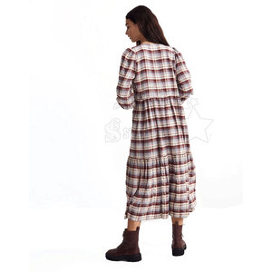 Vestidos sueltos de verano para mujer Vestidos casuales escalonados a cuadros de alta calidad para mujer Al mejor precio - Product Image 3