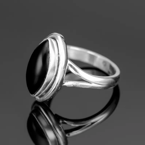 แหวนโอนิกซ์สีดำ925สเตอร์ลิงเงินอัญมณีสีดำของขวัญเครื่องประดับบรรจุกล่องอัญมณีธรรมชาติพรีเมี่ยมสำหรับเครื่องประดับที่เป็นตัวหนา - Product Image 2