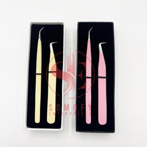 Pinzas de extensión de pestañas de acero inoxidable de alta calidad duraderas profesionales puntas de fibra doble Injerto de pestañas individuales - Product Image 1
