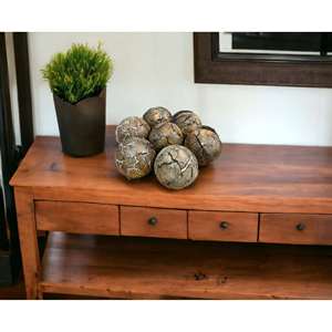 Boules décoratives en bois style rustique campagnard pour la décoration intérieure, ornements de table, centre de table primitif pour ferme - Product Image 2