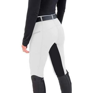 Pantalones ecuestres de equitación de algodón 100% para mujer OEM, cintura alta, cintura elástica, ajuste ajustado, bolsillos con cremallera, características transpirables - Product Image 1