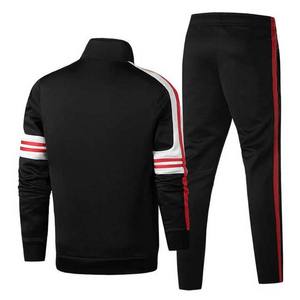 Ropa deportiva para entrenamiento y jogging, conjuntos de Chándales, Diseño a rayas, chándal de hombre con cremallera de Color de contraste personalizado OEM, 2 uds., 500g - Product Image 4