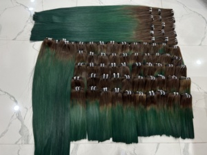 Venta al por mayor largo verde vietnamita Remy extensiones de cabello humano seda recta cutículas alineadas máquina doble trama pelo tejido - Product Image 3