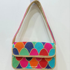 Luxury Beaded evening clutch purse with seed <b>bead</b> embroidery Customized handbag with seed <b>beads</b> design - Product Image 1